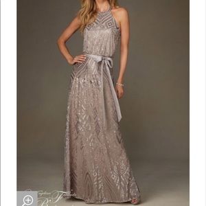 High Neck Sequined Bridesmaid Gown